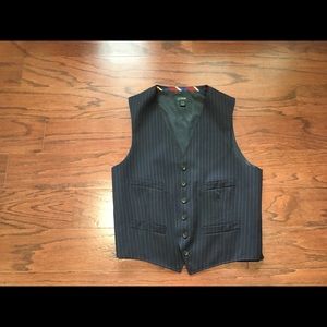 J Crew navy blue pin striped wool vest L